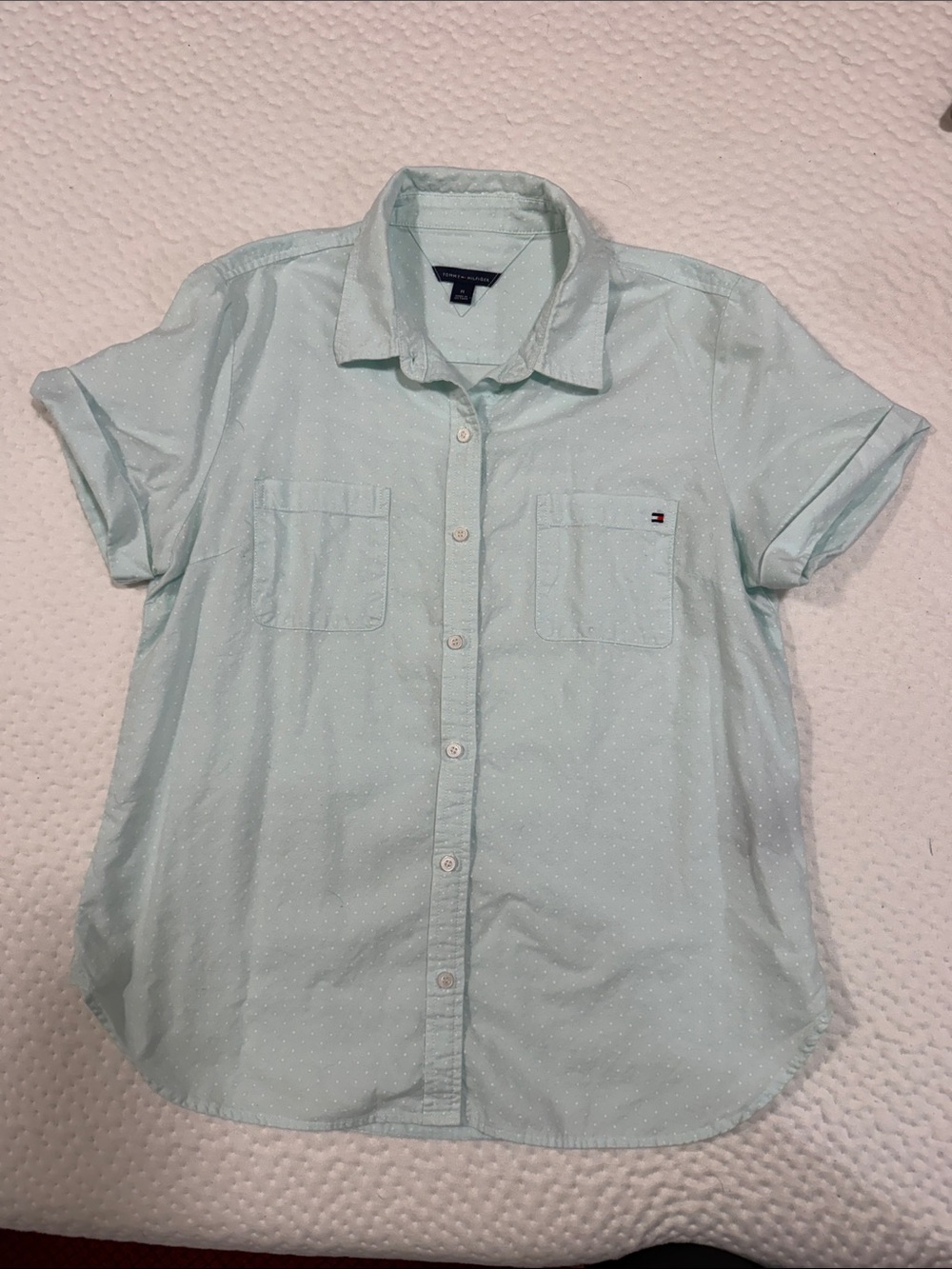 Tommy Hilfiger Light Mint Green Short Sleeve Button-Down Shirt